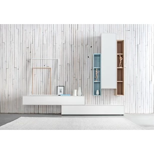 Tv-kast Game Opstelling 70 matte lak wit blauw eik Sudbrock
