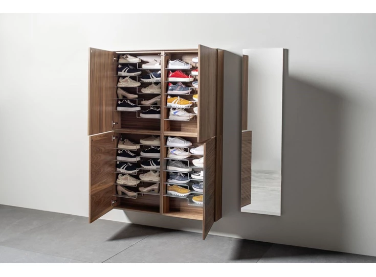 Open schoenenkast Halmeubel Tando ribfront walnoot Sudbrock