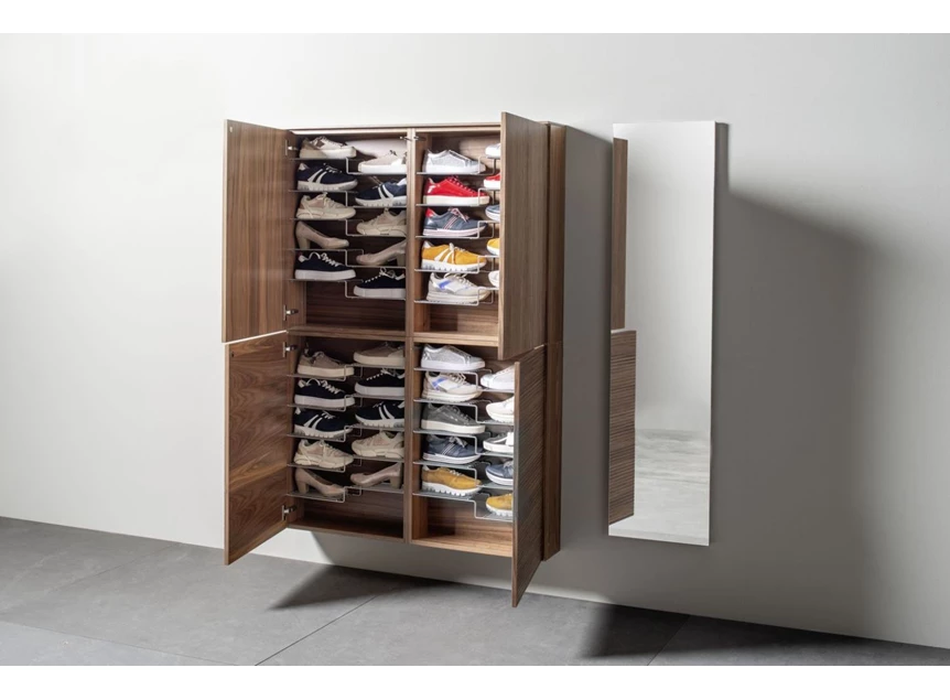 Open schoenenkast Halmeubel Tando ribfront walnoot Sudbrock