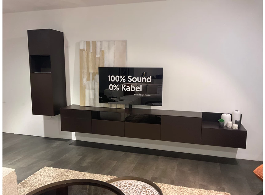 Hangende tv-kast structuurlak Cappuccino Yumè