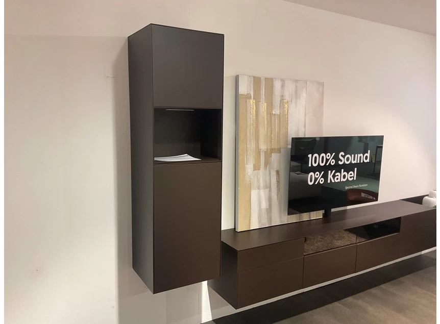 Kolomkast Hangende tv-kast structuurlak Cappuccino Yumè