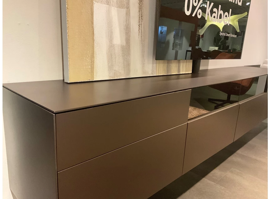 Detail Hangende tv-kast structuurlak Cappuccino Yumè