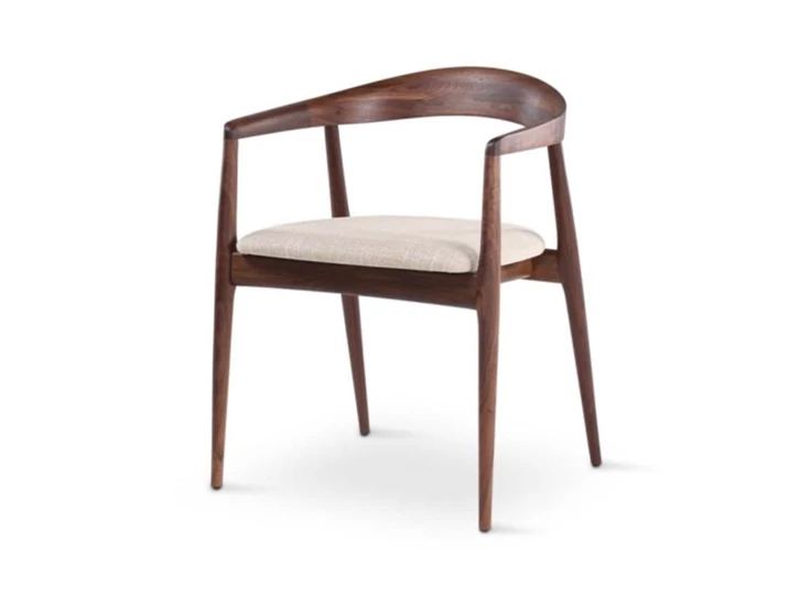 Armstoel Pura massief Amerikaanse walnoot kussen stof Castle Line