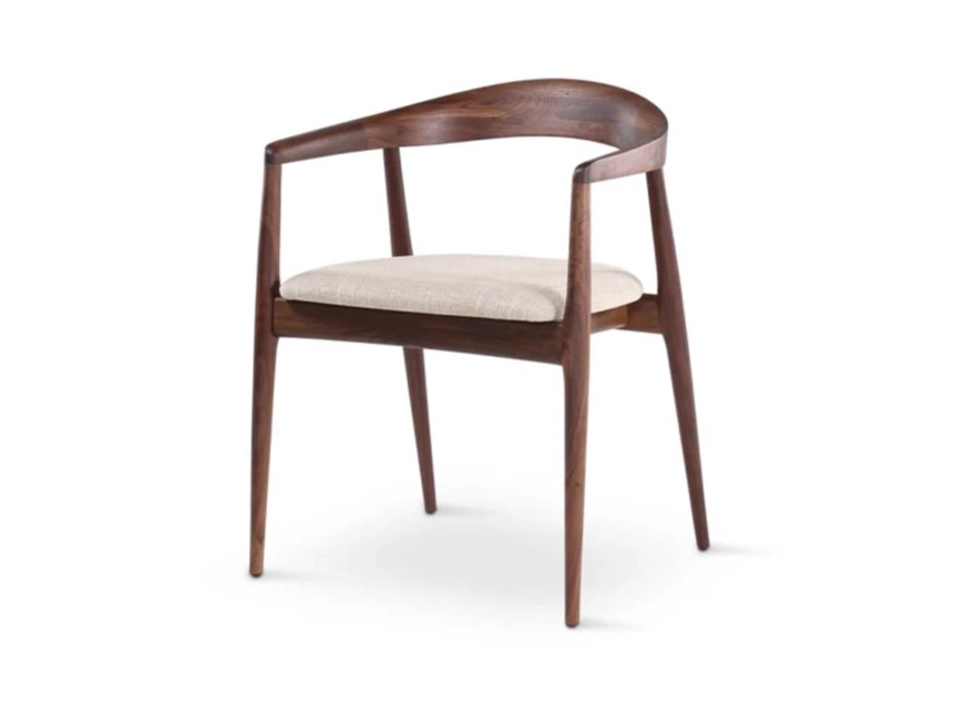 Armstoel Pura massief Amerikaanse walnoot kussen stof Castle Line