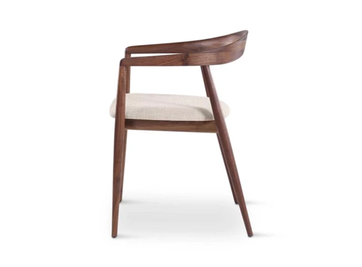 Zijkant Armstoel Pura massief Amerikaanse walnoot kussen stof Castle Line