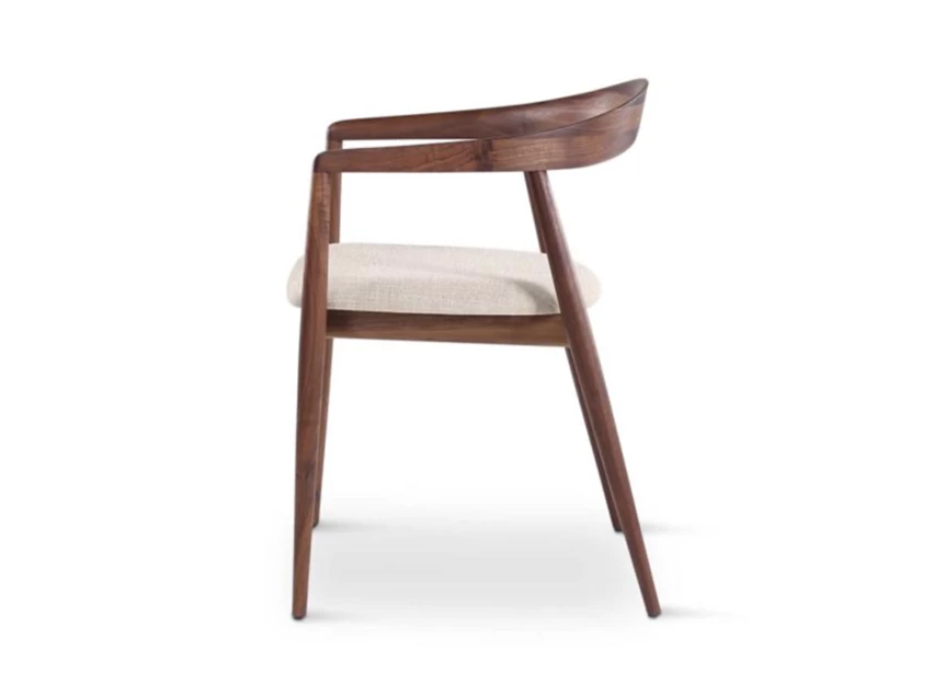 Zijkant Armstoel Pura massief Amerikaanse walnoot kussen stof Castle Line