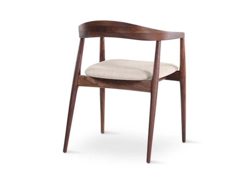 Schuin Armstoel Pura massief Amerikaanse walnoot kussen stof Castle Line