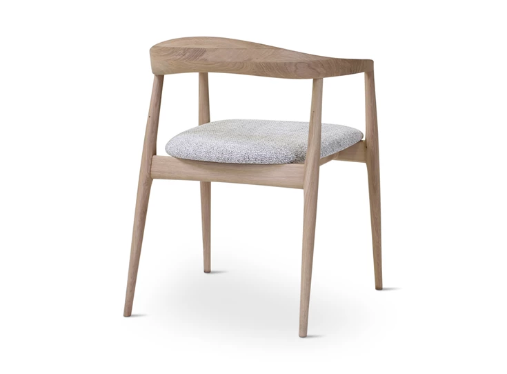 Zijde Armstoel Pura naturel eik stof bisque Castle Line