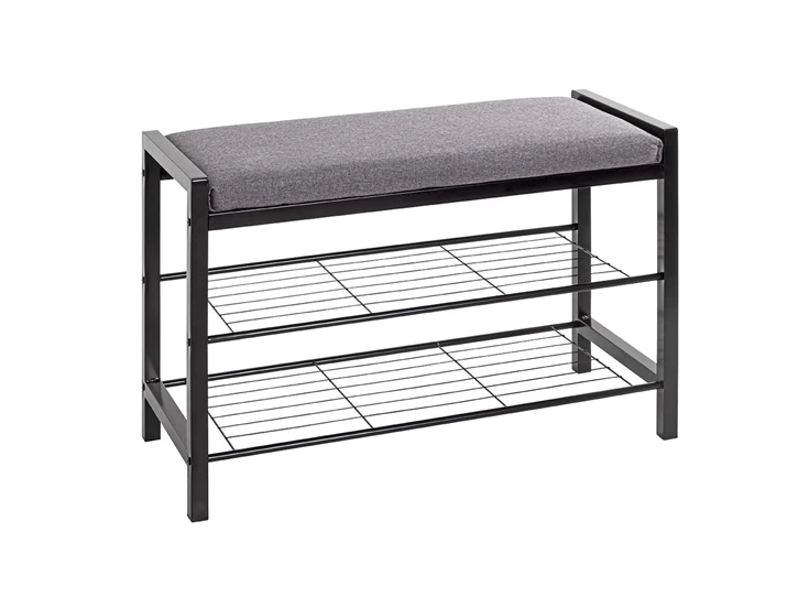 Schoenenrek met bank Enya zwart/grijs 54544 schuin vooraanzicht