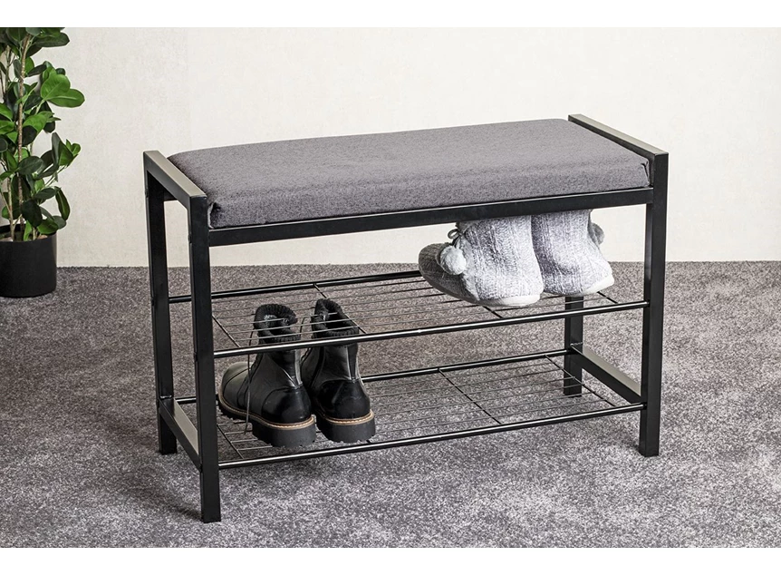 Schoenenrek met bank Enya zwart/grijs 54544 schuin vooraanzicht sfeerbeeld