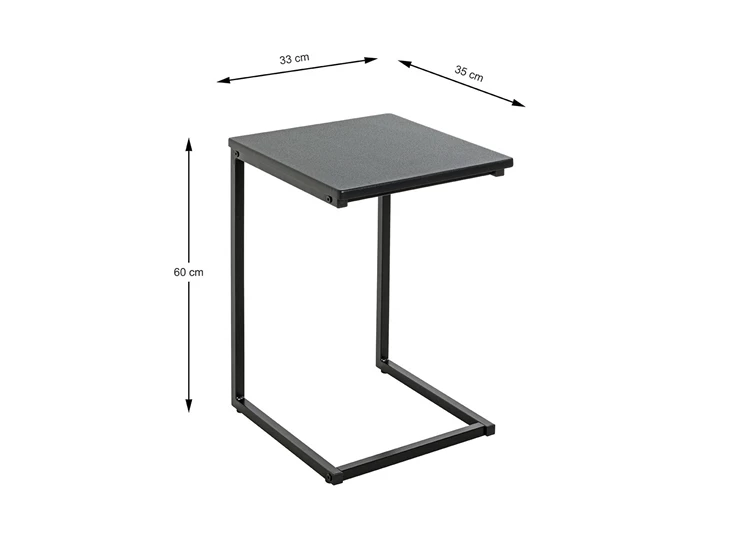 Bijzettafeltje Luzern zwart 52593 schuin vooraanzicht afmetingen