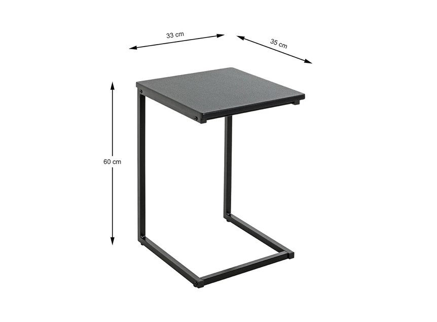 Bijzettafeltje Luzern zwart 52593 schuin vooraanzicht afmetingen