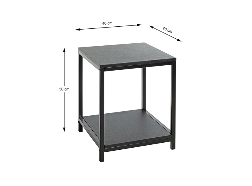 Bijzettafel Lugano zwart 52572 schuin vooraanzicht MDF staal afmetingen