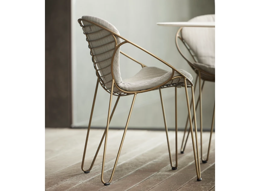 Zijkant Armstoel Wire bronze stof Nautic Linen Sahara Joli