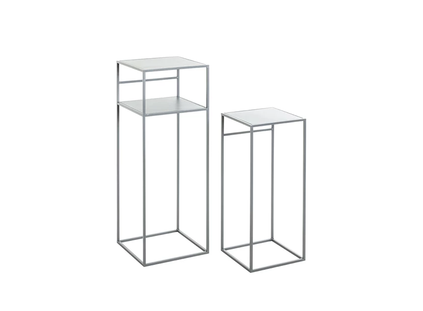 Zuil Brisbane grijs metaal set van 2 25107 console schuin aanzicht