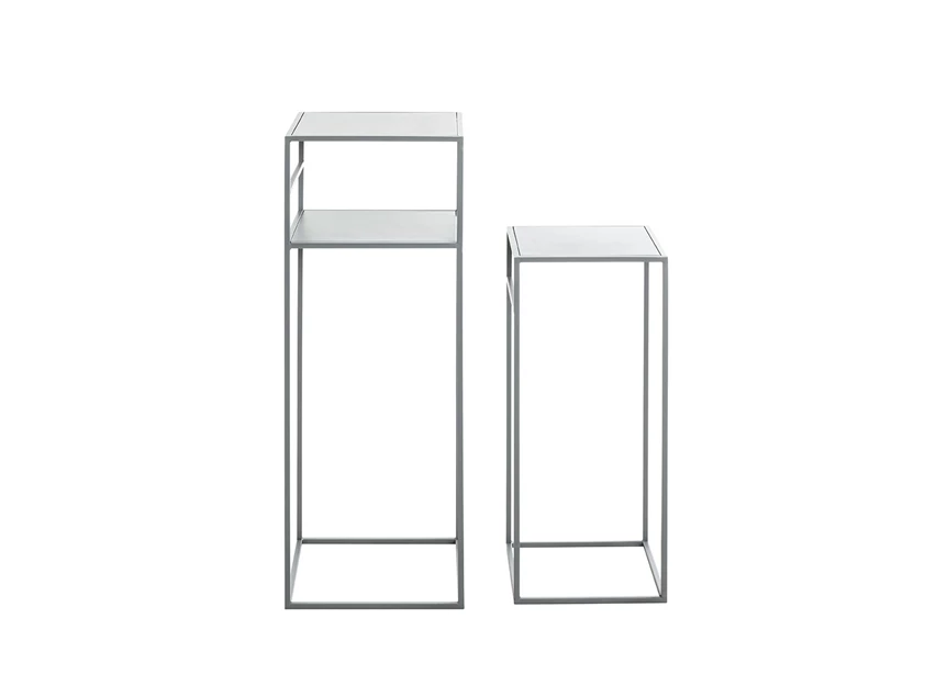 Zuil Brisbane grijs metaal set van 2 25107 console recht aanzicht