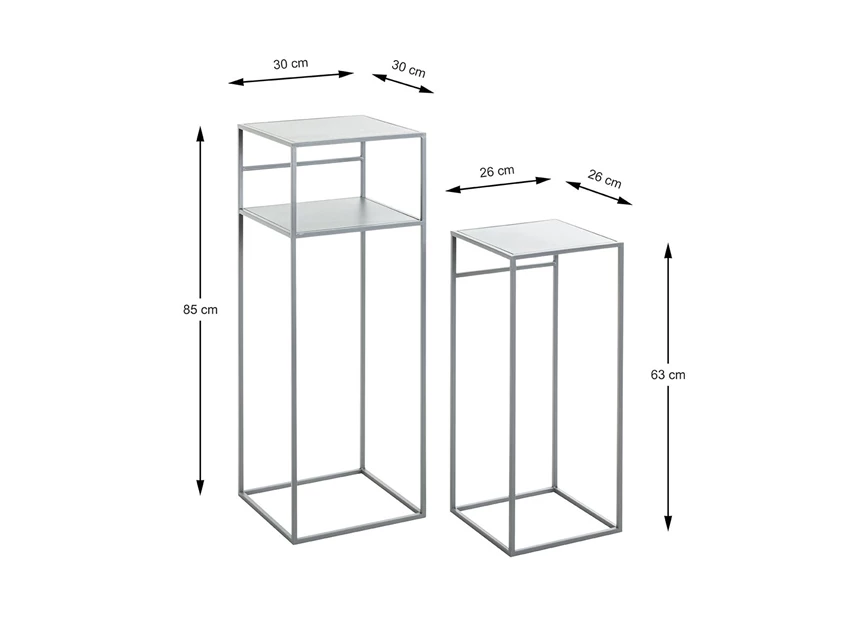 Zuil Brisbane grijs metaal set van 2 25107 console schuin aanzicht afmetingen