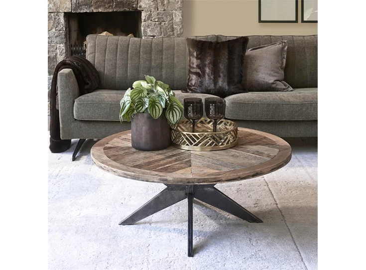 483950 rm gerecycled hout metaal zwart kruispoot rivièra maison falcon crest coffee table salontafel