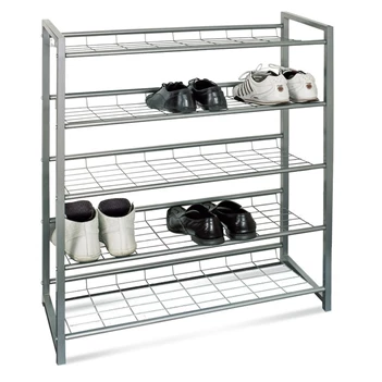 Schoenenrek Jupp aluminium 38728 schuin aanzicht met schoenen