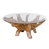 Salontafel Amazonas natuur hout glas Ø110x50cm 2101040 schuin bovenaanzicht