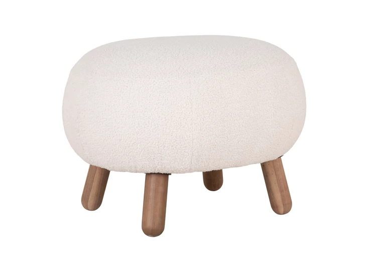 Poef Savona nep schapenbont walnoot pootjes 1501185 schuin zijaanzicht