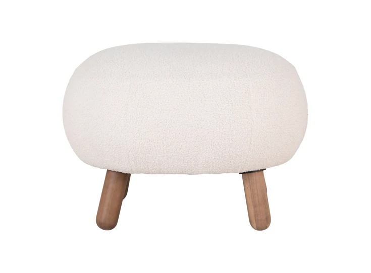 Poef Savona nep schapenbont walnoot pootjes 1501185 recht vooraanzicht