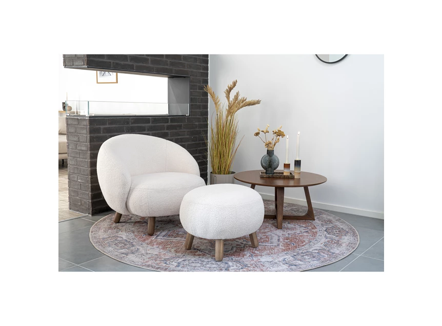 Poef Savona nep schapenbont walnoot pootjes 1501185 sfeerbeeld