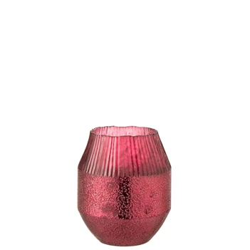 Theelichthouder Conisch- Glas- Rood- Large (15x15x18,5cm)