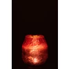 Theelichthouder Conisch- Glas- Rood- Large (15x15x18,5cm)- met licht