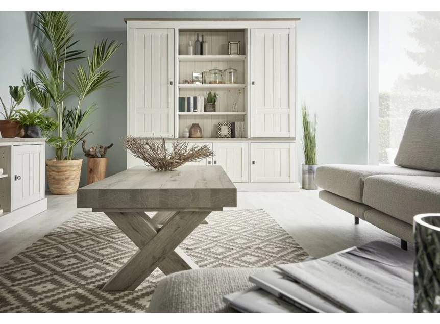York dressoir vitrinekast eik licht kristal eettafel landelijk hout larik eetkamer meubar