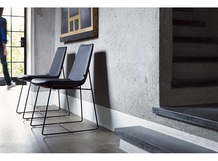 Stoel Rafael Sled Base wit stof kunstleder zwart Joli