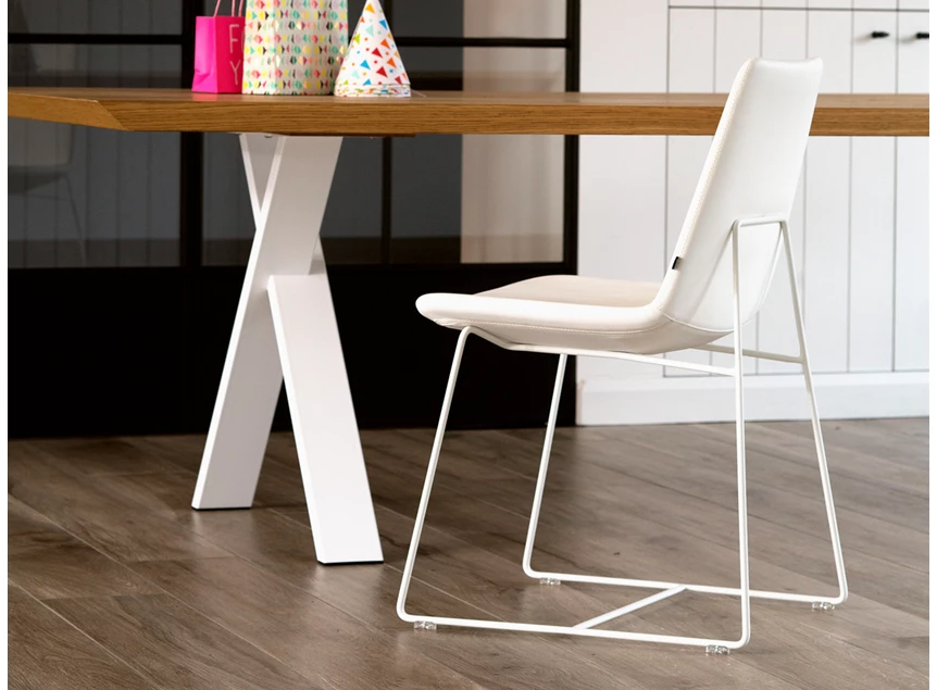 Stoel Rafael Sled Base wit stof kunstleder wit Joli