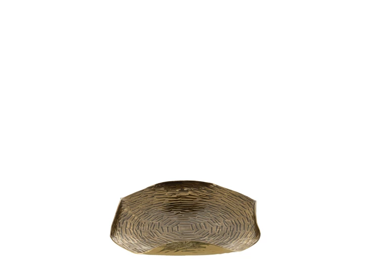 Plateau Rond Boorden Gevouwen Metaal Goud Small (22x22x3cm)- ander