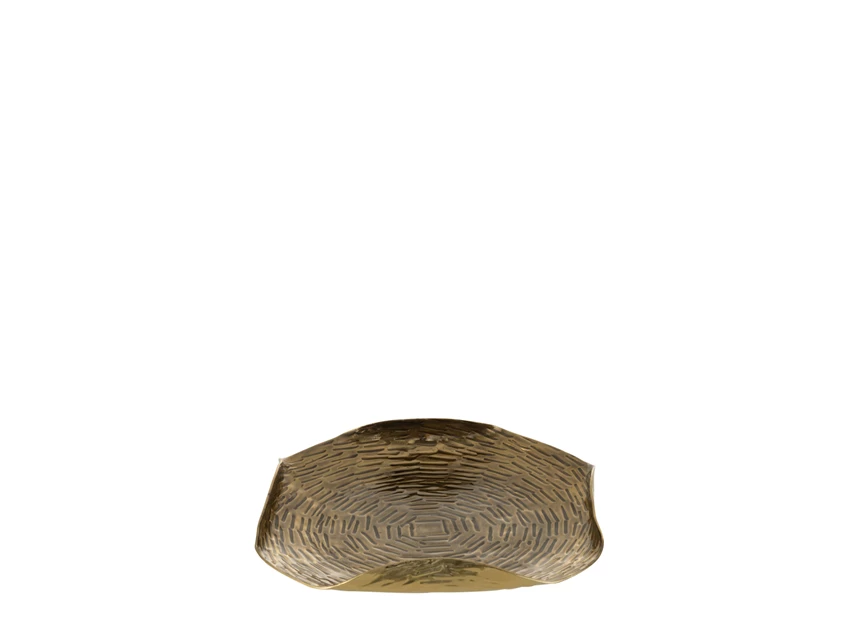 Plateau Rond Boorden Gevouwen Metaal Goud Small (22x22x3cm)- ander