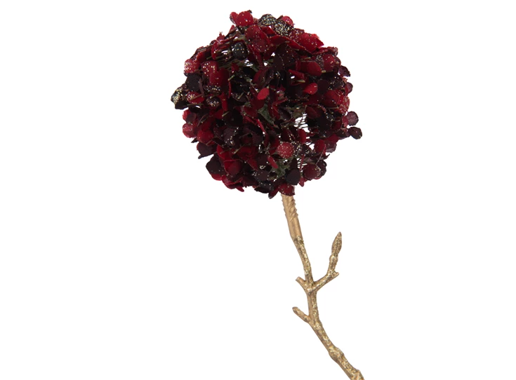 Tak 2 Bloemen Pompons Plastiek Rood/Goud Small (6X11X33CM)- detail