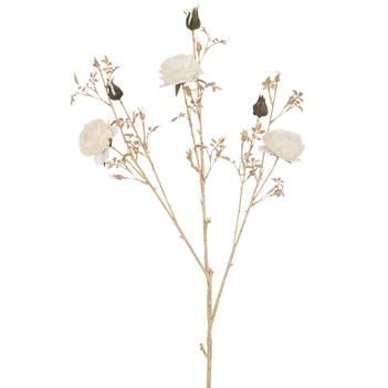 Rozenstruik 3 Bloemen+Knoppen Plastiek Crème/Goud (6x30x112cm)