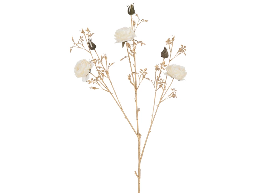 Rozenstruik 3 Bloemen+Knoppen Plastiek Crème/Goud (6x30x112cm)