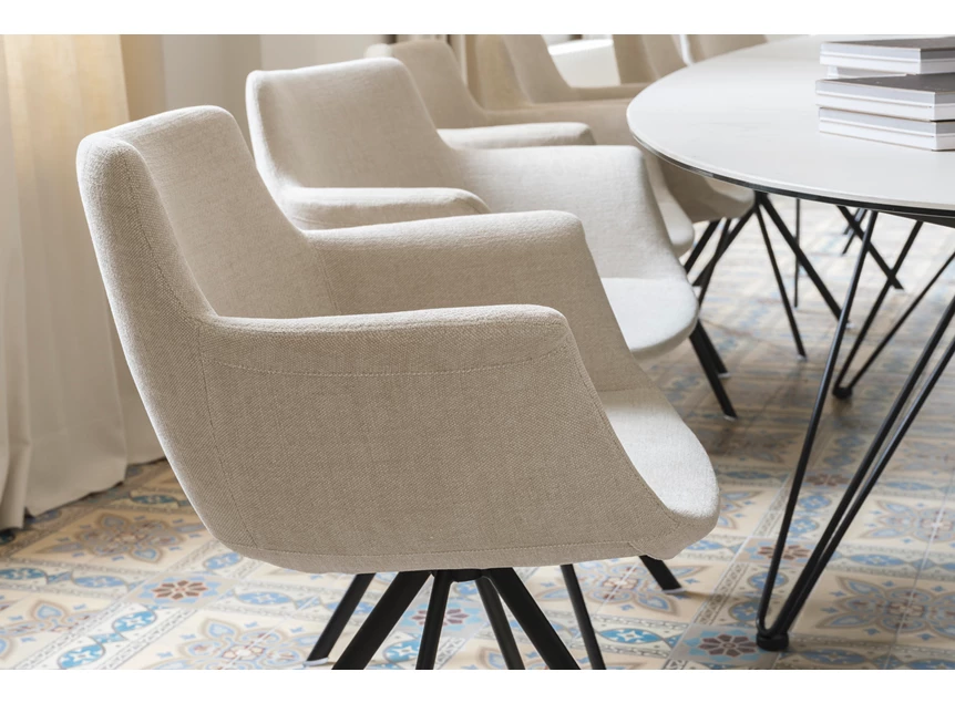 Inzoom Vergaderruimte Sfeerfoto Armstoel Chagall Spinning Base stof Easy Care Flax Joli