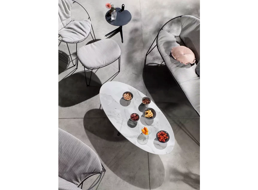 Bovenkant Salontafel Wire Elyps Xeramica Calacatta Joli