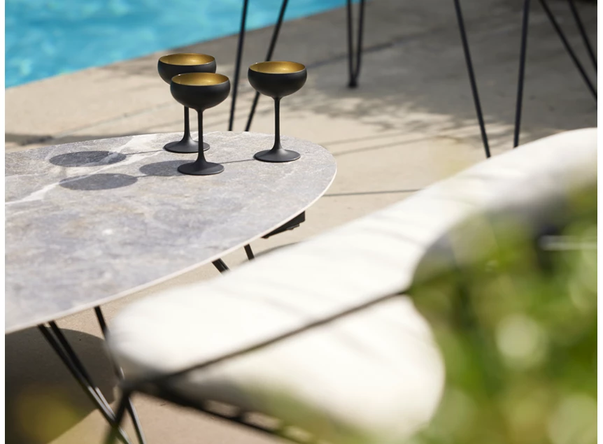 Bovenkant Salontafel Wire Elyps Xeramica Marble Marone Joli