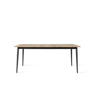 Leo dining table 180x90cm vincent sheppard teak onbehandeld hout aluminium frame zwart outdoor