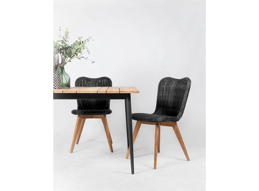 Leo teak vincent sheppard hout aluminium frame zwart outdoor onbehandeld dining table 180x90cm