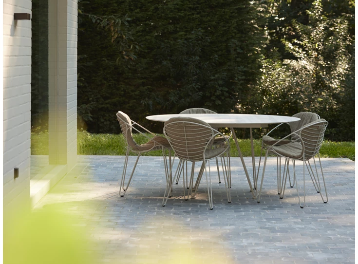 Outdoor Tafel Wire Round Xeramica Travertino Grey Joli