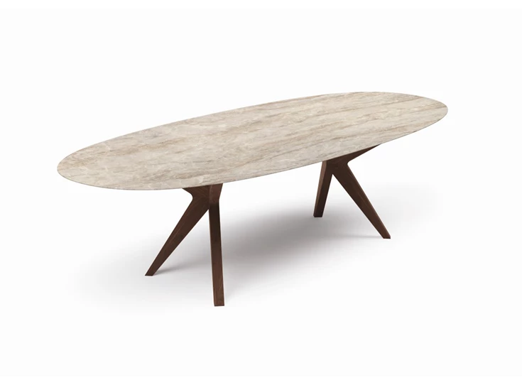 Tafel Capri ovaal dekton keramiek beige zand Willisau Edition