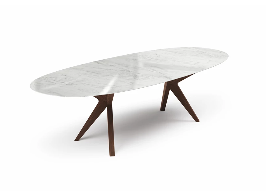 Tafel Capri ovaal dekton keramiek wit marmerlook Willisau Edition