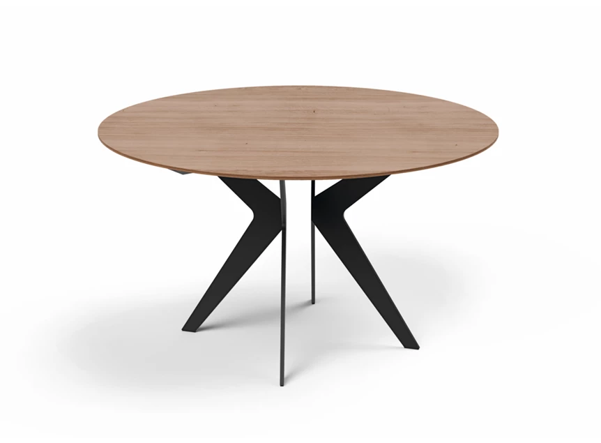 Tafel Capri rond massief eik natuur metalen poot Willisau Edition