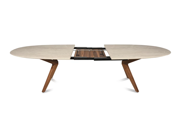 Open Tafel Capri ovaal verlengbaar dekton keramiek zand Willisau Edition