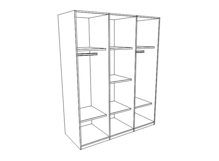 K3S1 kleerkast landelijk draaideurkast indeling hout spiegel slaapkamer jeugdkamer York meubar