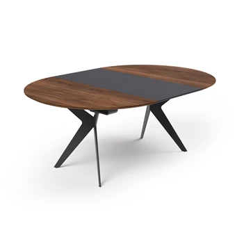 Tafel Capri rond verlengbaar massief hout Amerikaans noten Willisau Edition