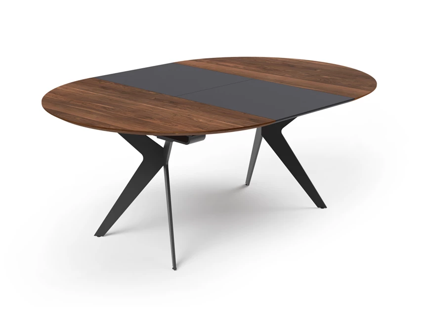 Tafel Capri rond verlengbaar massief hout Amerikaans noten Willisau Edition